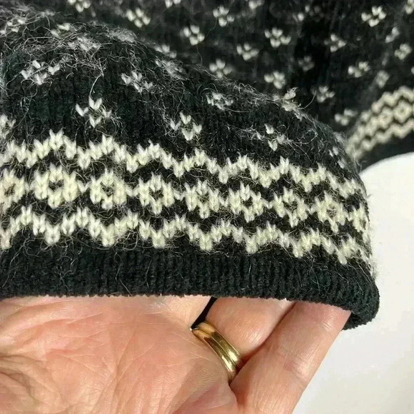 Jones New York Womens Cardigan Black/Cream L Y2K Vintage Fair Isle Zip Front EUC - Picture 6 of 15